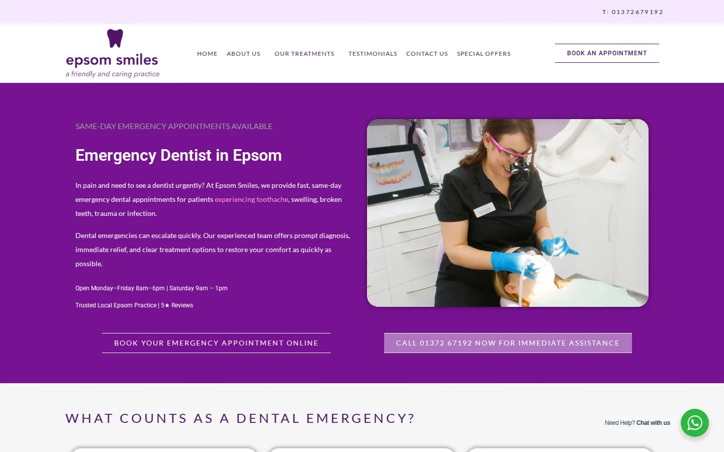 Emergency dentist Epsom page
